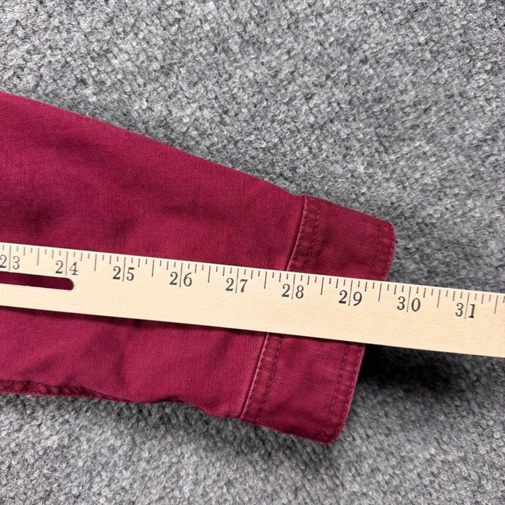 Duluth Trading Co Can-Do Canvas Coat‎ Womens Small Maroon Red Flannel Lined Hood